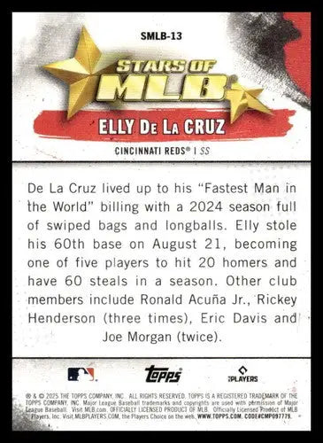 2025 Topps Stars of MLB #SMLB-13 Elly De La Cruz NM-MT Reds ID:77219 - Baseball Card Single