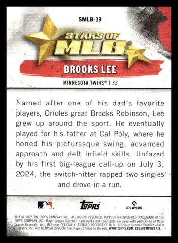 2025 Topps Stars of MLB #SMLB-19 Brooks Lee NM-MT Twins ID:76888 - Baseball Card Single