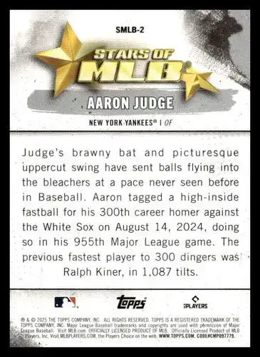 2025 Topps Stars of MLB #SMLB-2 Aaron Judge NM-MT Yankees ID:78896 - Baseball Card Single