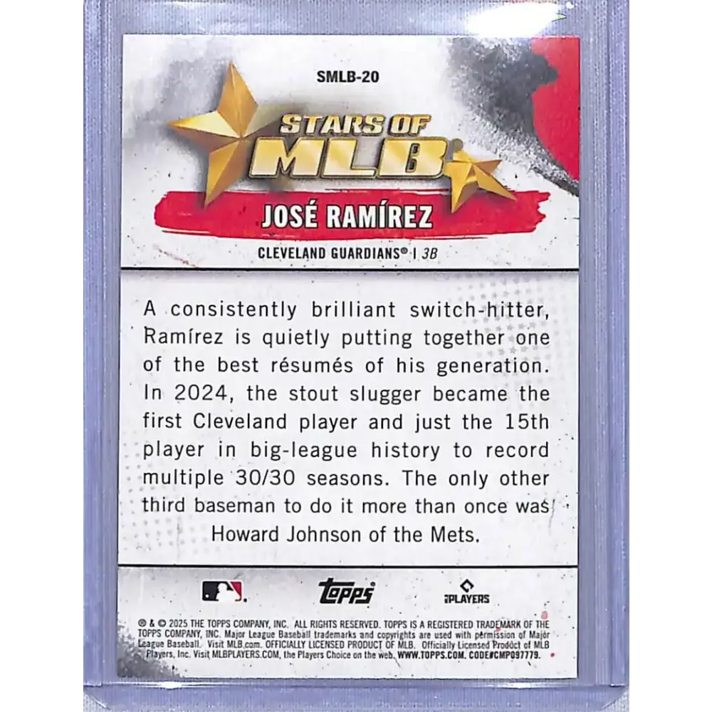 2025 Topps Stars of MLB #SMLB-20 Jose Ramirez NM-MT Cleveland Guardians - Baseball Card Single