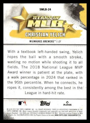 2025 Topps Stars of MLB #SMLB-24 Christian Yelich NM-MT Brewers ID:76891 - Baseball Card Single