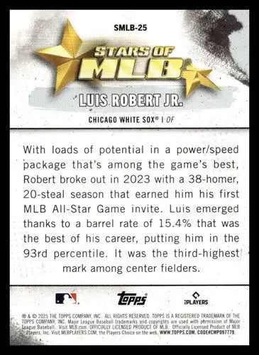 Topps Stars baseball card featuring Luis Robert Jr. of the White Sox, 2025 series