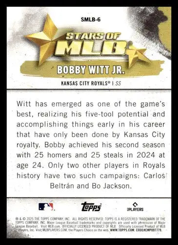 2025 Topps Stars of MLB #SMLB-6 Bobby Witt Jr. NM-MT Royals ID:78897 - Baseball Card Single