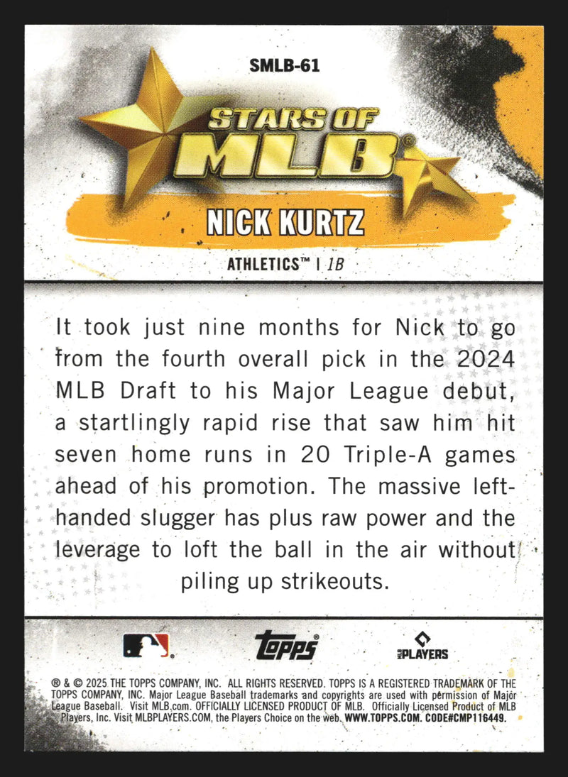 2025 Topps Stars of MLB #SMLB-61 Nick Kurtz Athletics RC