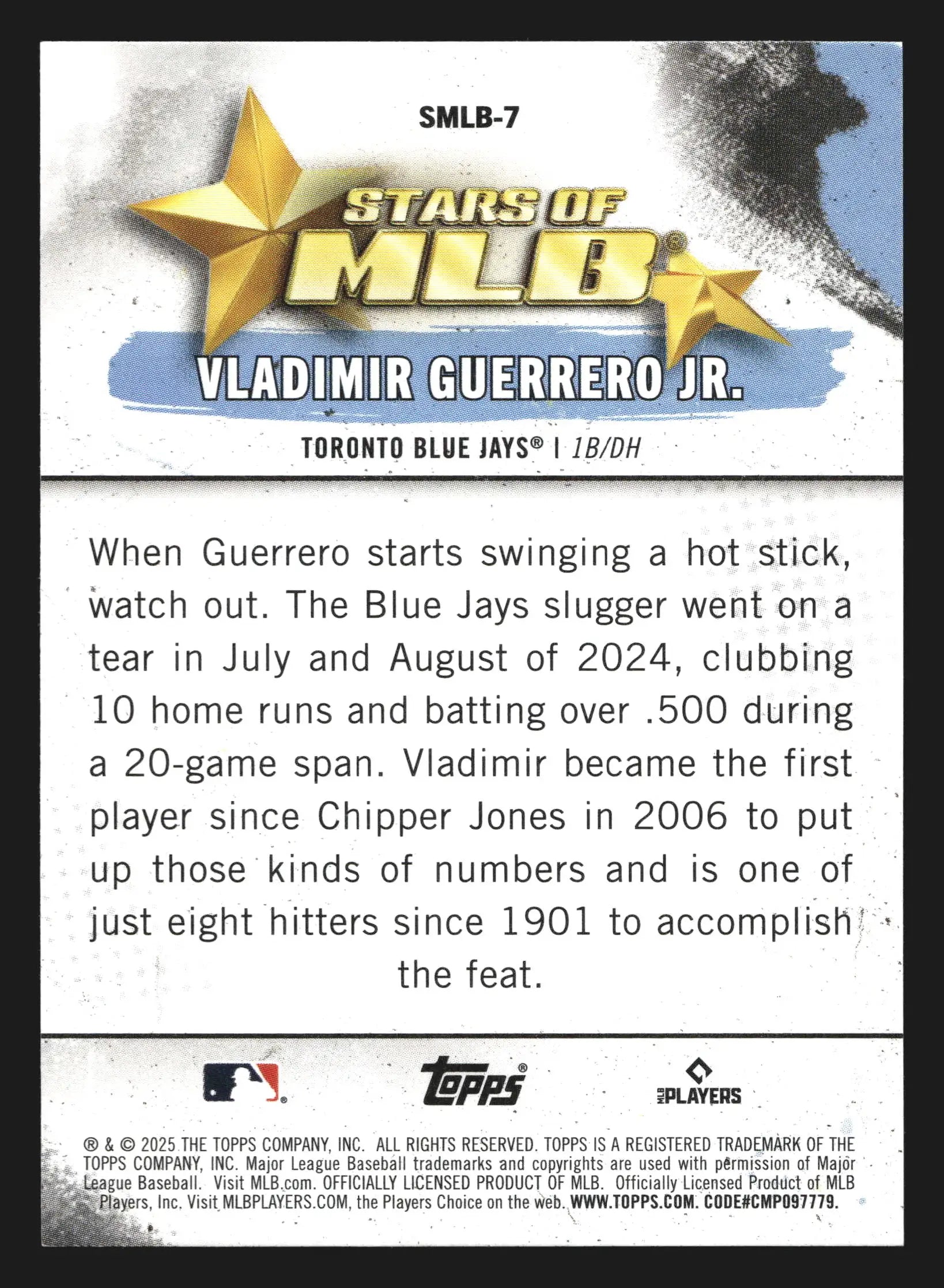 2025 Topps Stars of MLB #SMLB-7 Vladimir Guerrero Jr Blue Jays