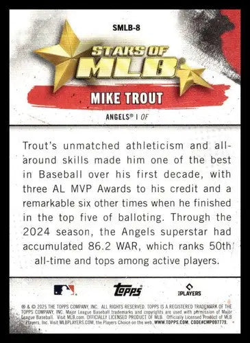 2025 Topps Stars of MLB #SMLB-8 Mike Trout NM-MT Angels ID:76880 - Baseball Card Single