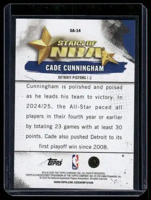 2025 Topps Stars of NBA Cade Cunningham #SA-14 Basketball - Basketball Card Single