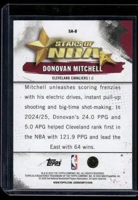 2025 Topps Stars of NBA Donovan Mitchell #SA-8 Basketball - Basketball Card Single