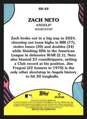 2025 Topps Summer Superstars Zach Neto #SS-43 Angels - Baseball Card Single