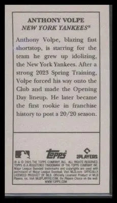 2025 Topps T205 Anthony Volpe #NNO New York Yankees