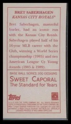 2025 Topps T205 Bret Saberhagen #NNO Sweet Caporal Back Kansas City Royals