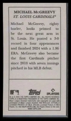 2025 Topps T205 Michael McGreevy #NNO RC St. Louis Cardinals
