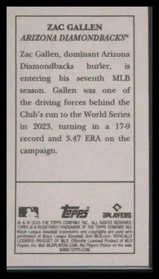 2025 Topps T205 Zac Gallen #NNO Arizona Diamondbacks