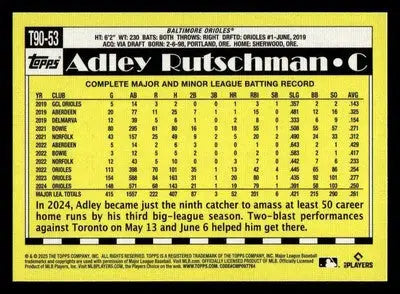 2025 Topps #T90-53 Adley Rutschman 1990 Topps Baseball 35th Anniversary - Baseball Card Single