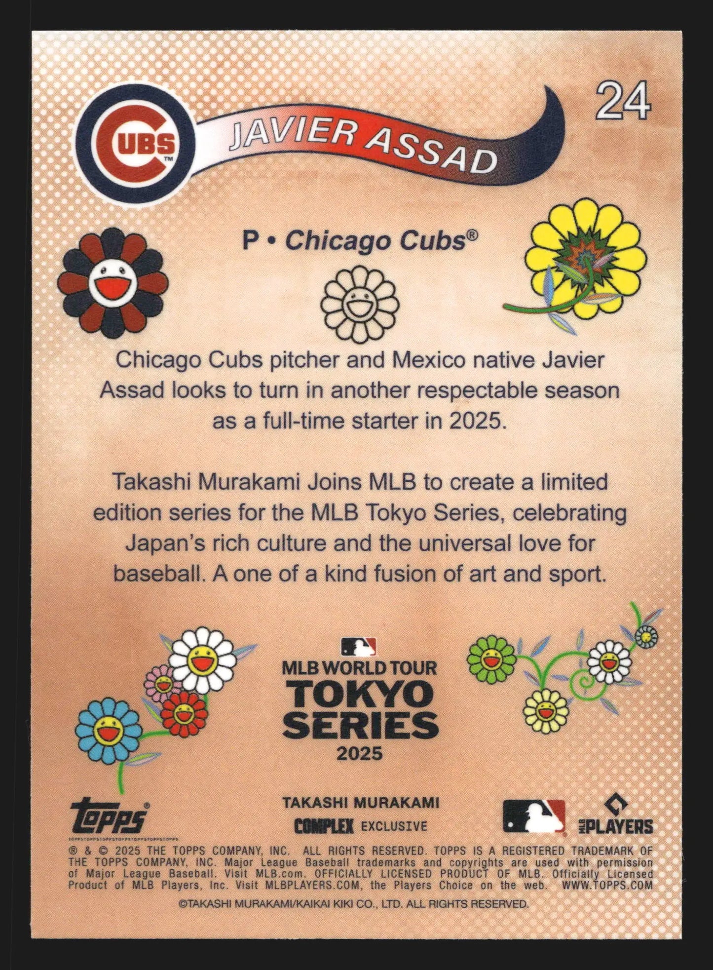 2025 Topps Takashi Murakami Tokyo Series #24 Javier Assad Chicago Cubs - Baseball Card Single