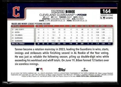 2025 Topps Tanner Bibee #164 Sandglitter Cleveland Guardians