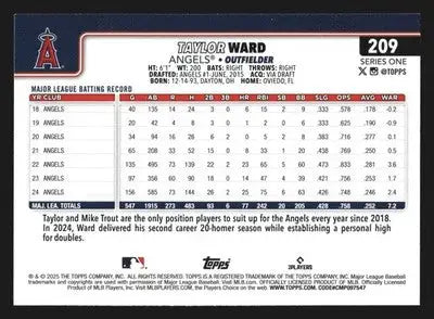2025 Topps Taylor Ward #209 Los Angeles Angels - Baseball Card Single