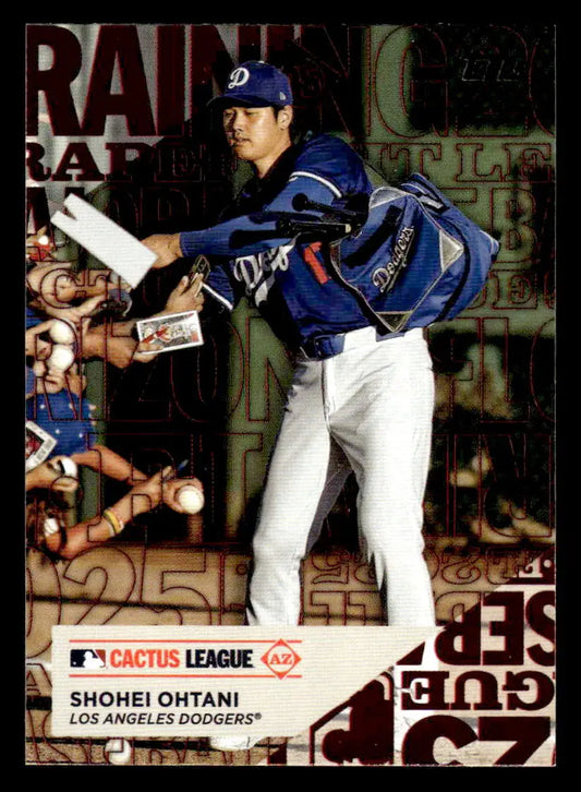 Shohei Ohtani Training Grounds baseball card from 2025 Topps #TG-10 featuring Ohtani training