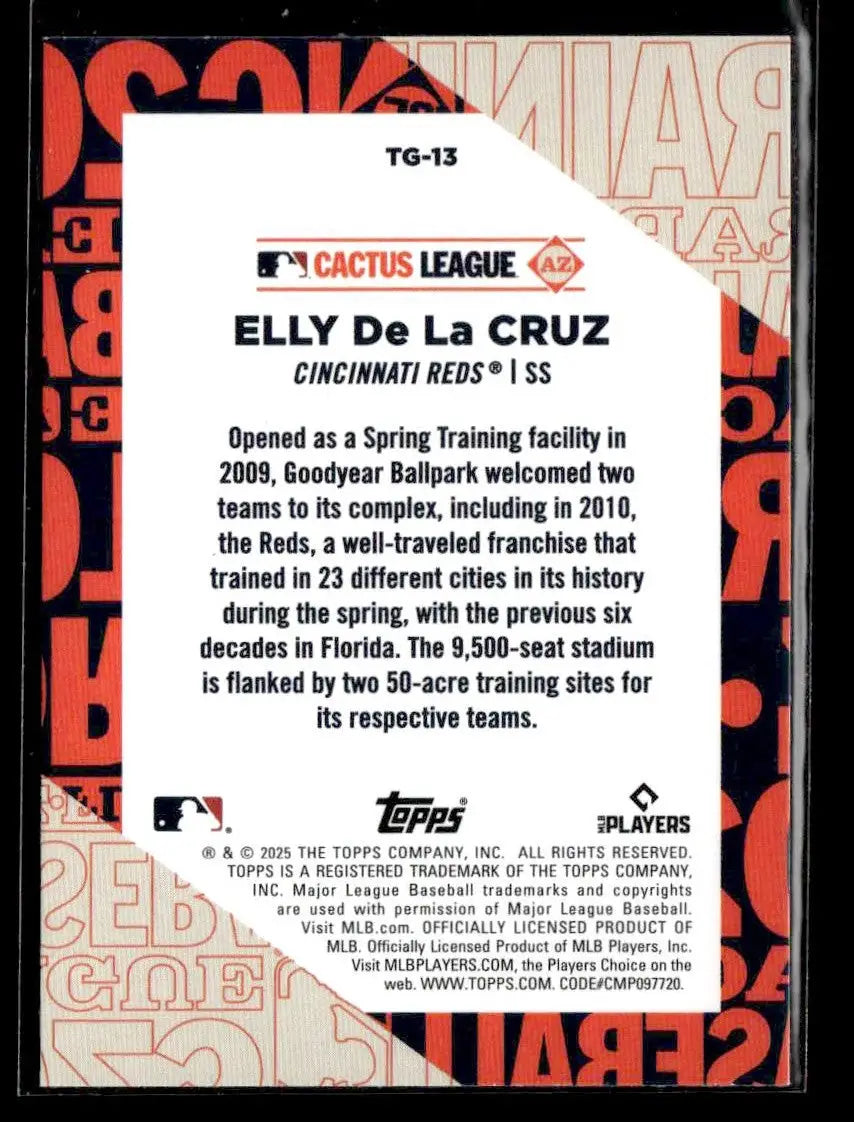 2025 Topps #TG-13 Elly De La Cruz Training Grounds - Baseball Card Single