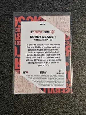 2025 Topps #TG-14 Corey Seager Training Grounds - Baseball Card Single