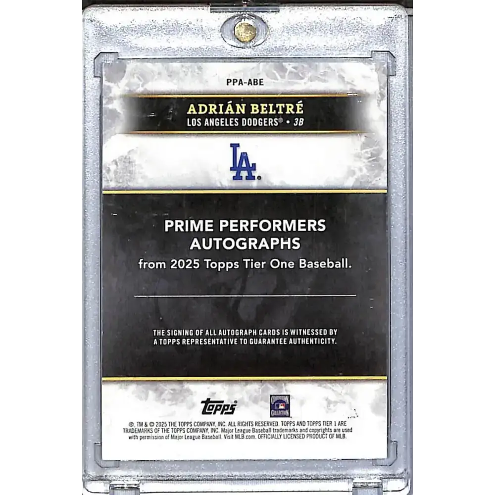 2025 Topps Tier 1 Prime Performers Green #PPA-ABE Adrian Beltre NM-MT Auto 10/20 Los Angeles Dodgers - Baseball Card