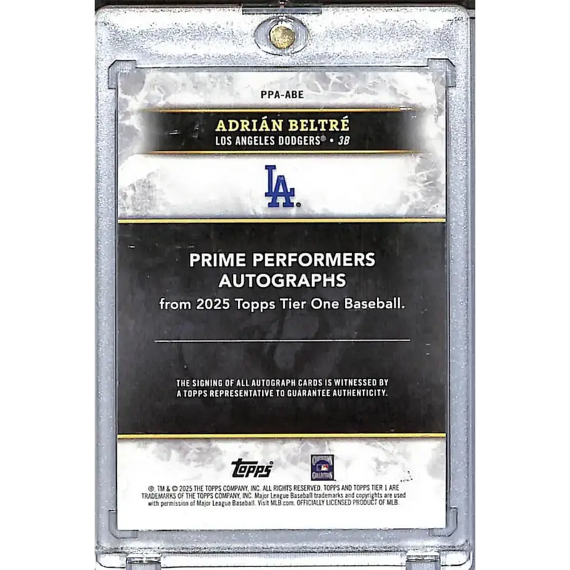2025 Topps Tier 1 Prime Performers Green #PPA-ABE Adrian Beltre NM-MT Auto 10/20 Los Angeles Dodgers - Baseball Card