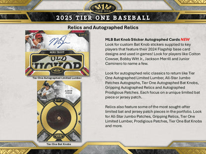 2025 Topps Tier One Baseball Hobby Box | Columbia Sports Cards