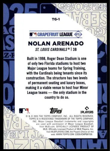 2025 Topps Training Grounds #TG-1 Nolan Arenado NM-MT Cardinals ID:76874 - Baseball Card Single