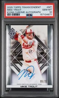 2025 Topps Transcendent Mike Trout Chrome Auto Autograph #/25 PSA 10 - Baseball Card Single