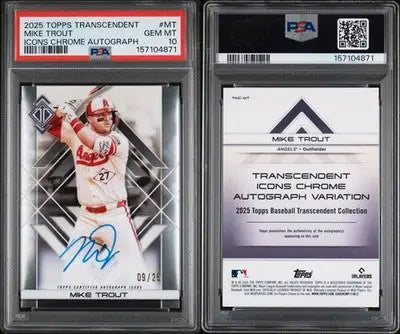 2025 Topps Transcendent Mike Trout Chrome Auto Autograph #/25 PSA 10 - Baseball Card Single