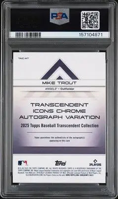 2025 Topps Transcendent Mike Trout Chrome Auto Autograph #/25 PSA 10 - Baseball Card Single