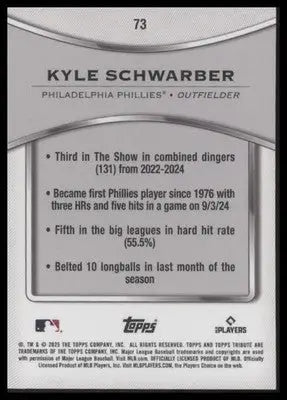 2025 Topps Tribute #73 Kyle Schwarber - Baseball Card Single