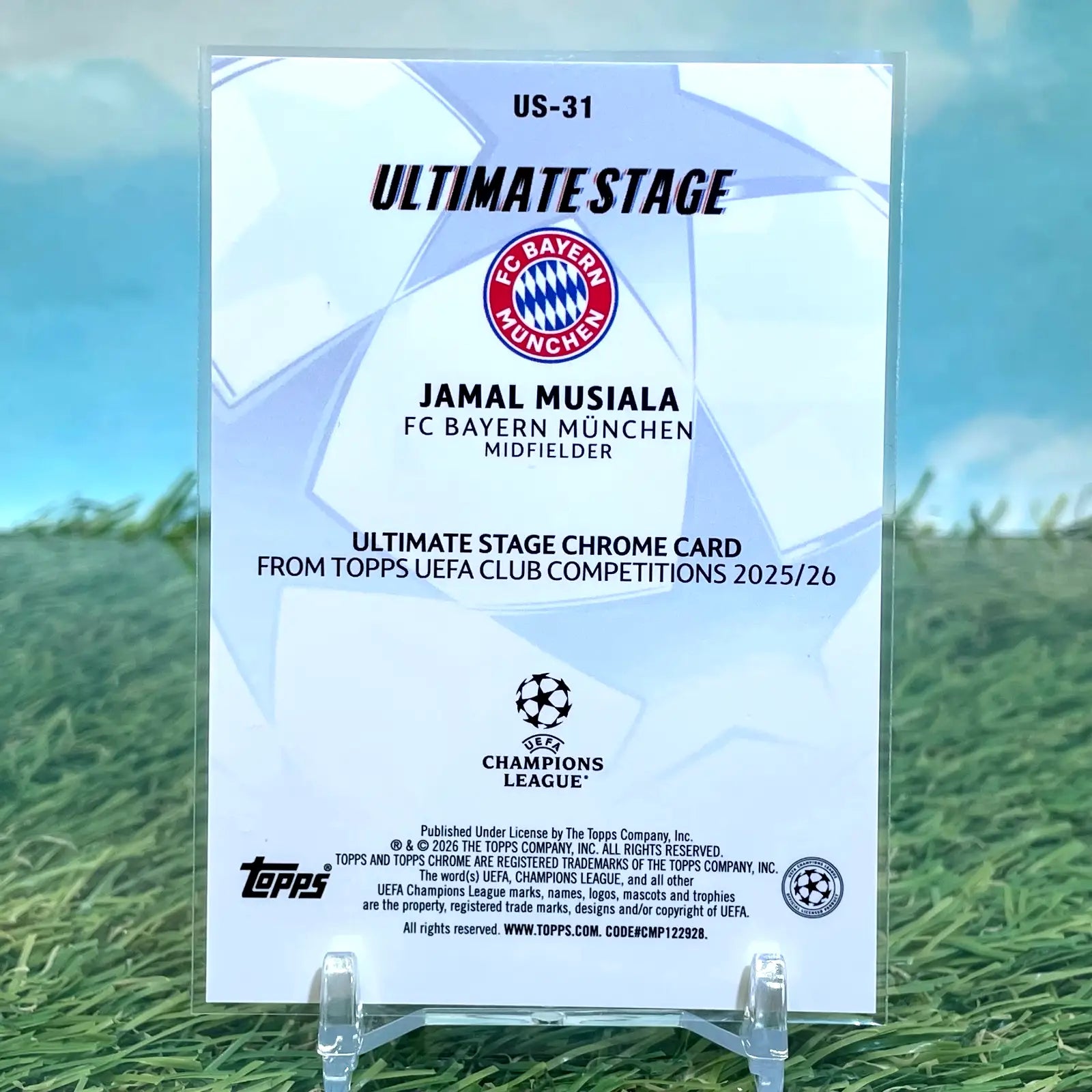 2025 Topps UEFA Club Competitions Aqua Refractor /199 Jamal Musiala US-31 - Soccer Card Single