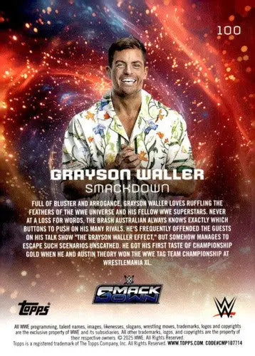2025 Topps Universe WWE #100 Grayson Waller NM-MT ID:81620 - Non-Sports Card Single