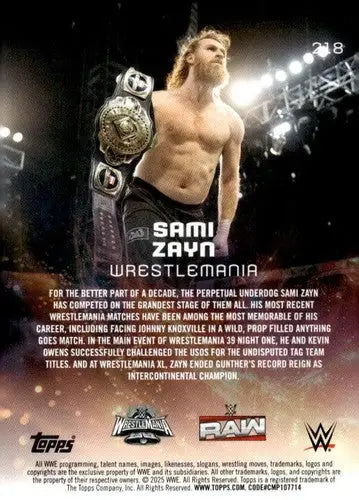 2025 Topps Universe WWE #218 Sami Zayn NM-MT ID:81645 - Wrestling Card Single