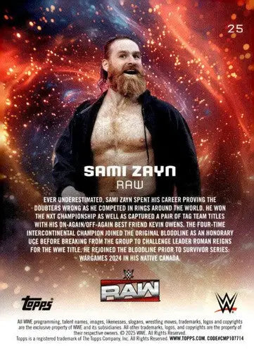 2025 Topps Universe WWE #25 Sami Zayn NM-MT ID:81607 - Wrestling Card Single