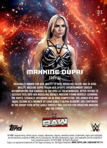 2025 Topps Universe WWE #31 Maxxine Dupri NM-MT ID:81608 - Wrestling Card Single