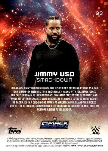 2025 Topps Universe WWE #93 Jimmy Uso NM-MT ID:81618 - Wrestling Card Single