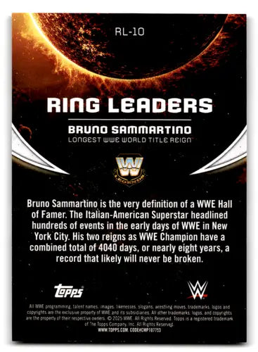 2025 Topps Universe WWE Ring Leaders #RL-10 Bruno Sammartino NM-MT ID:81599 - Wrestling Card Single