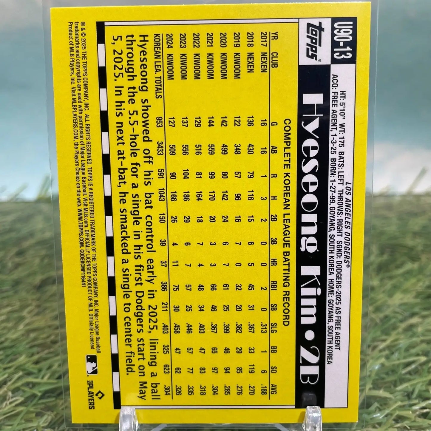 2025 Topps Update 1990 Topps Baseball Hyeseong Kim #U90-13 (RC) - Trading Cards