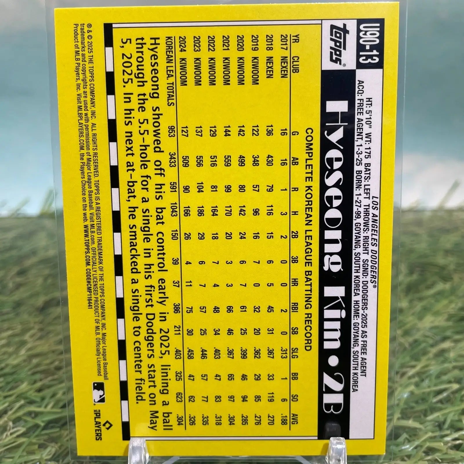 2025 Topps Update 1990 Topps Baseball Hyeseong Kim #U90-13 (RC) - Trading Cards