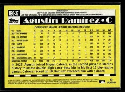 2025 Topps Update Agustín Ramírez #U90-37 1990 35th Anniversary Marlins