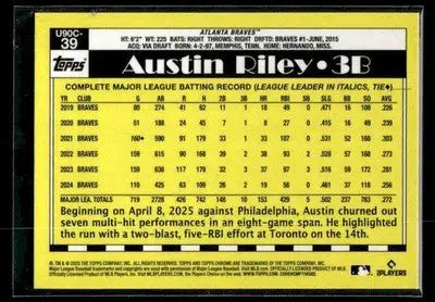 2025 Topps Update Austin Riley #U90C-39 1990 35th Anniversary Chrome Braves