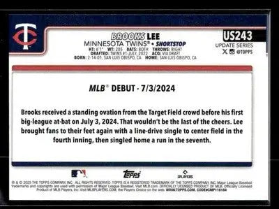 2025 Topps Update Brooks Lee #US243 Minnesota Twins