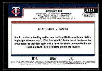 2025 Topps Update Brooks Lee #US243 Rainbow Foil Minnesota Twins