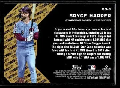 2025 Topps Update Bryce Harper #BG-8 Topps Black Gold Philadelphia Phillies