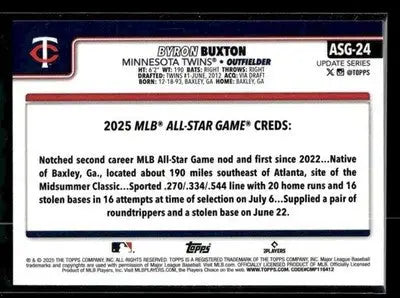 2025 Topps Update Byron Buxton #ASG-24 2025 All-Star Game Minnesota Twins