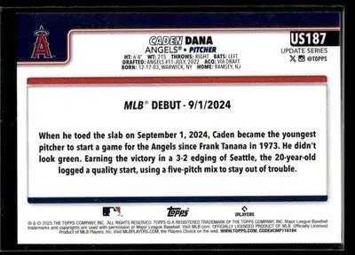 2025 Topps Update Caden Dana #US187 Los Angeles Angels