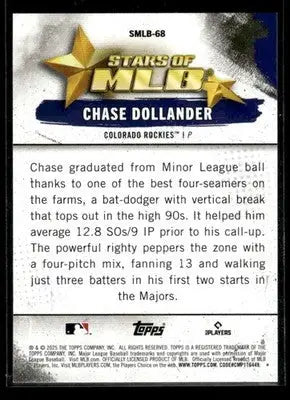 2025 Topps Update Chase Dollander #SMLB-68 Stars of MLB Colorado Rockies