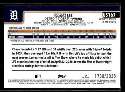 2025 Topps Update Chase Lee #US167 Gold SN,RC #/2025 Detroit Tigers
